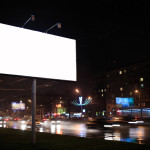 Empty billboard, by night